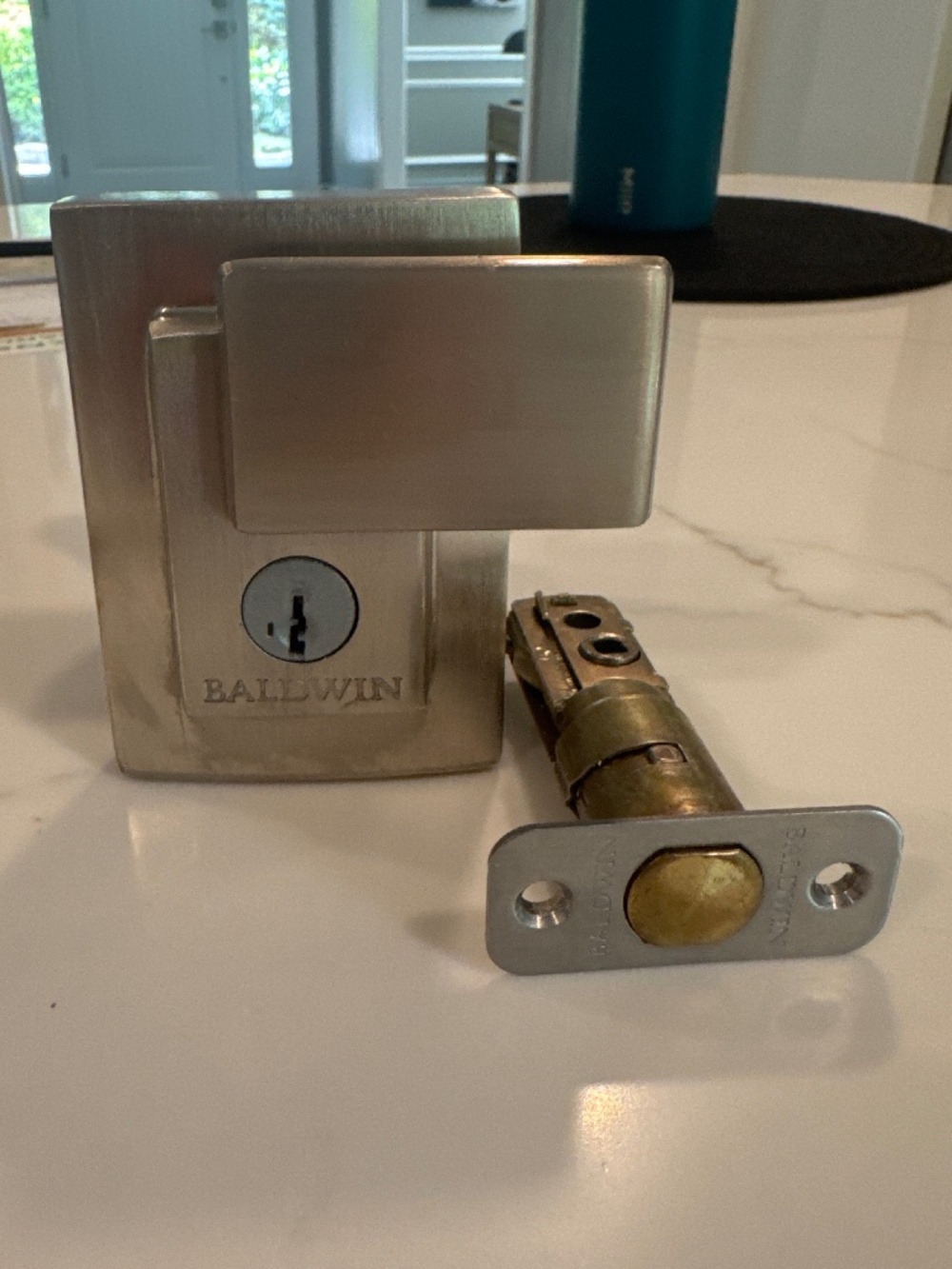 Baldwin Prestige Spyglass Deadbolt with Privacy Cover Satin Nickel Fo ish